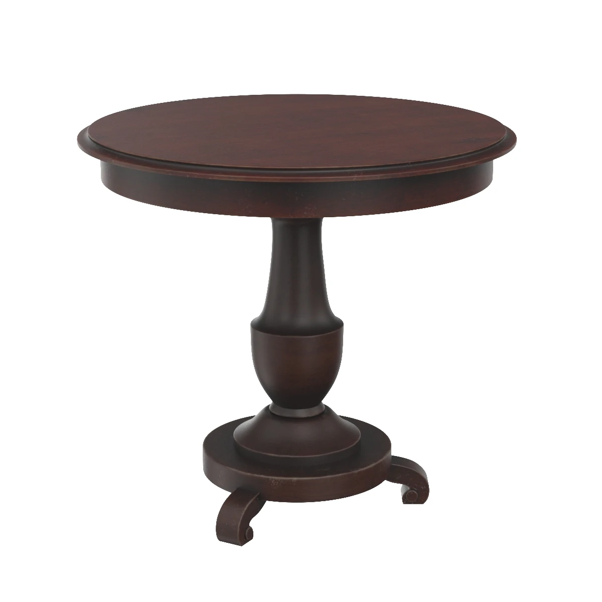 Antique Italian Walnut Wood Round Table 3D Model_05